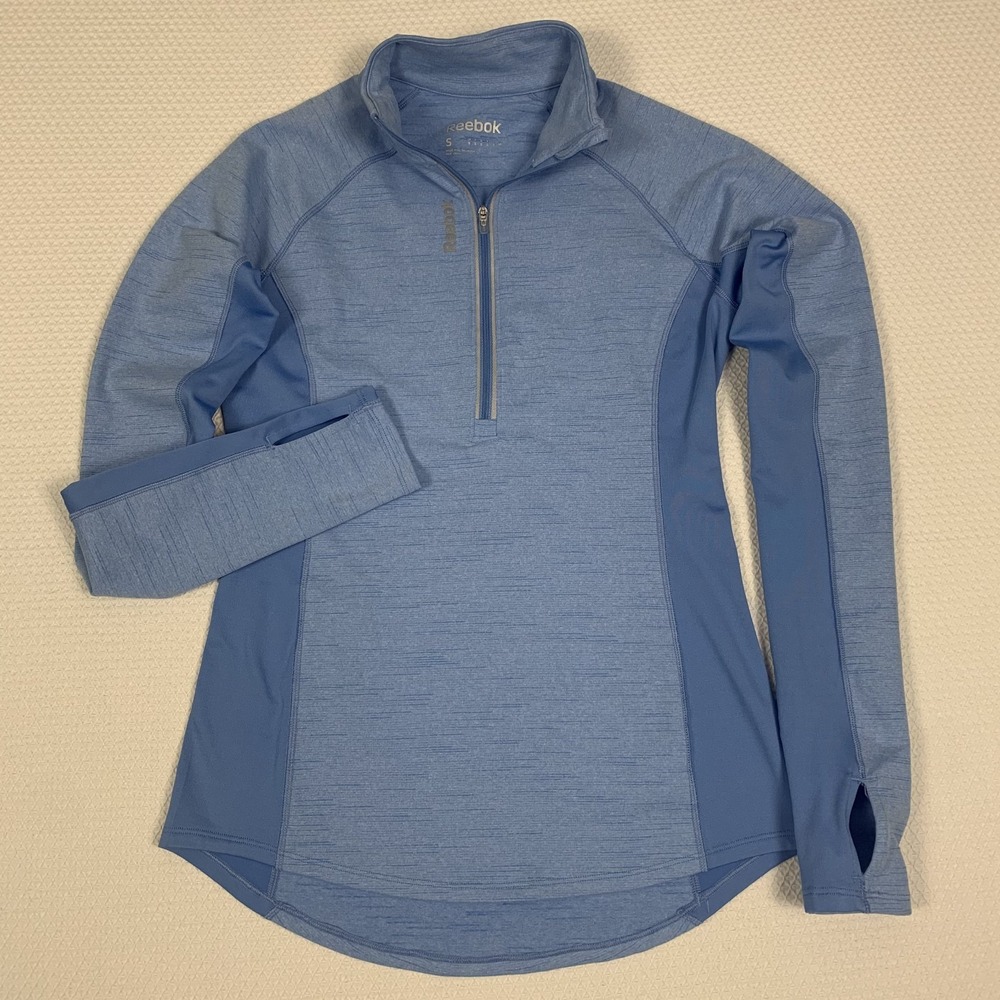 Reebok Performance 1/4 Zip Long Sleeve Women's Small Blue Pullover Shirt